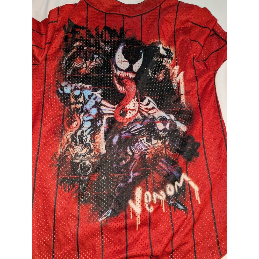 Marvel Venom Adult Small Mesh Graphic Print Short Sleeve Jersey Style Shirt - Picture 5 of 5